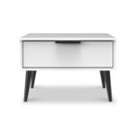 Asher White 1 Drawer Side Table with Black Legs - Image 2