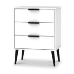 Asher White 3 Drawer Midi Unit with Black Legs - Image 2
