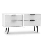 Asher White 4 Drawer Low Storage Unit with Black Legs - Image 2