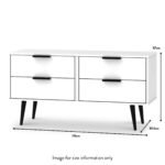 Asher White 4 Drawer Low Storage Unit with Black Legs - Image 4