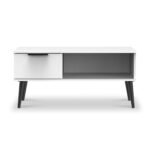 Asher White 1 Drawer Coffee Table with Black Legs - Image 2