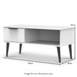 Asher White 1 Drawer Coffee Table with Black Legs - Image 4