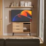 Asher Light Oak 3 Drawer TV Unit with Black Legs - Image 2