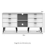 Asher White 6 Drawer Sideboard with Black Legs - Image 3