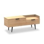 Asher Light Oak TV Console Unit with Black Legs