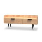 Asher Light Oak Media Console Unit with Black Legs - Image 3