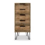 Moreno Rustic Oak 5 Drawer Tallboy