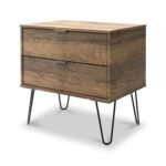 Moreno Rustic Oak 2 Drawer Side Table - Image 6