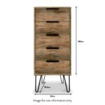 Moreno Rustic Oak 5 Drawer Tallboy - Image 4