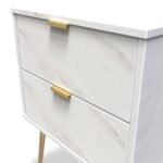 Moreno Marble Effect 2 Drawer Bedside - Image 5