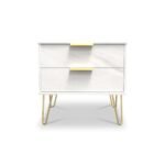 Moreno Marble Effect 2 Drawer Side Table - Image 2