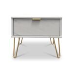 Moreno Marble Effect 1 Drawer Side Table - Image 2