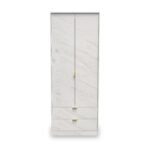 Moreno Marble Effect 2 Door 2 Drawer Double Wardrobe - Image 2
