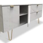 Moreno Marble Effect 2 Drawer 2 Door Wide Sideboard - Image 4
