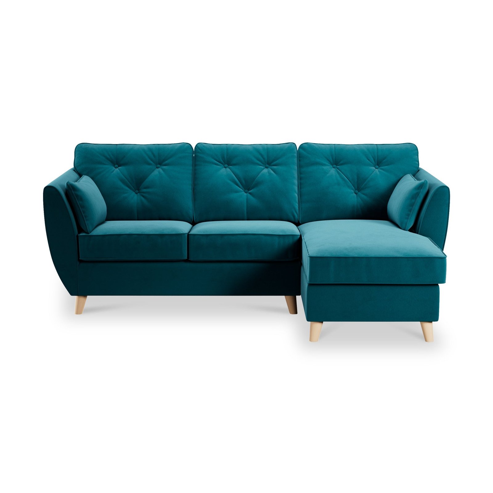 RFHOXTRHCNRFOAMALLW-Edison-Chaise-RH-Light-Feet-Mallard-Front1 Edison Velvet Chaise Sofa - Image 1