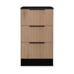 Jago Slatted Effect 3 Drawer Bedside Table - Image 4