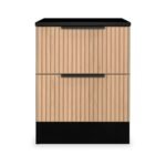 Jago Slatted Effect 2 Drawer Bedside Table - Image 2