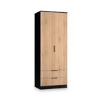 Jago Slatted Effect Tall 2 Door 2 Drawer Wardrobe