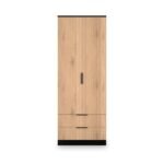 Jago Slatted Effect Tall 2 Door 2 Drawer Wardrobe - Image 2