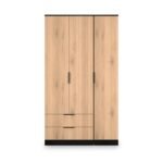 Jago Slatted Effect Tall 3 Door 2 Drawer Wardrobe - Image 2