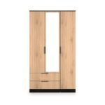 Jago Slatted Effect Tall 3 Door 2 Drawer Mirrored Wardrobe - Image 2