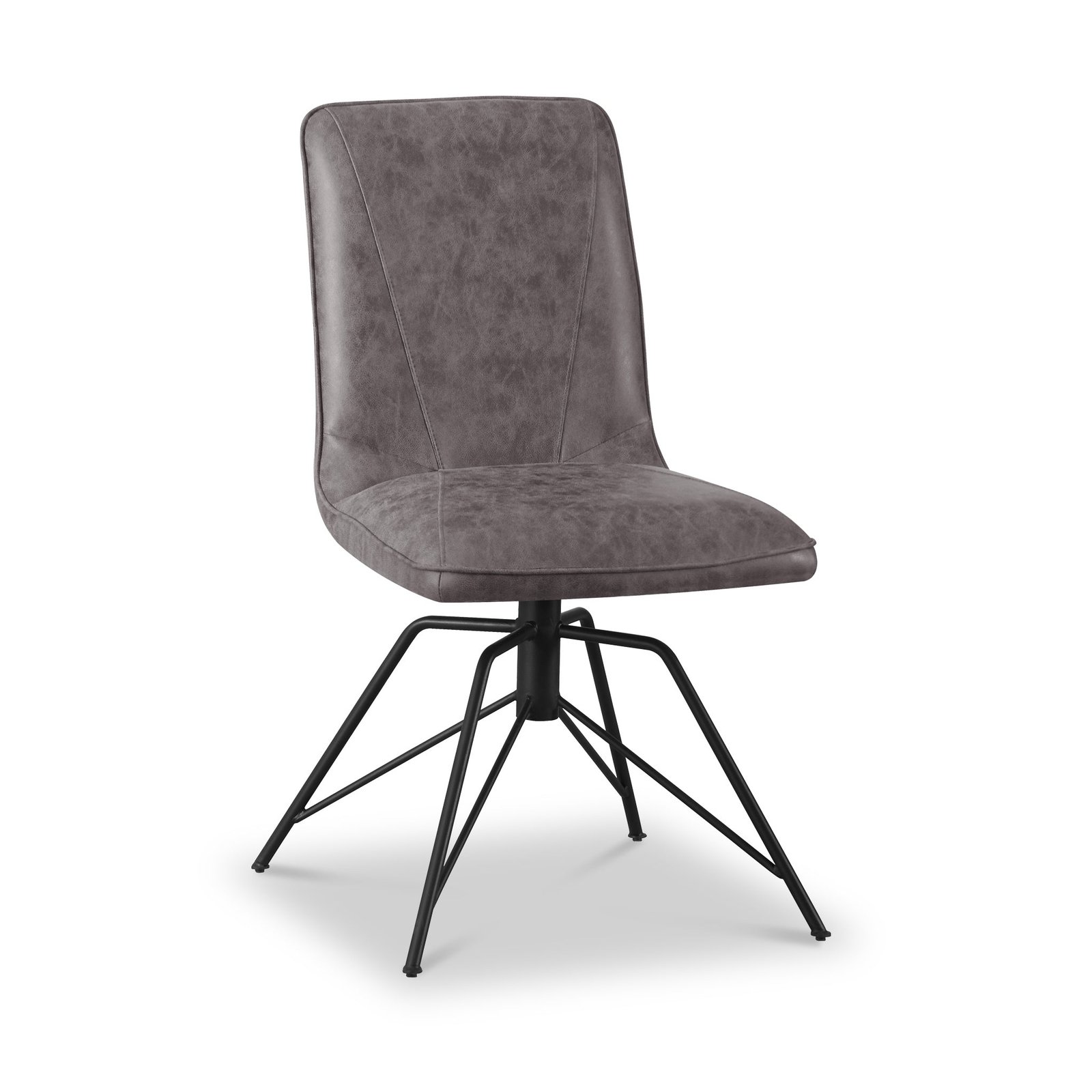 RFNAED0029-Mateo-Faux-Leather-Swivel-Dining-Chair-Grey-Angle1 Mateo Faux Suede Swivel Dining Chair - Image 1