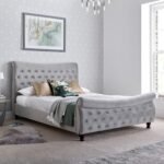 Duxford Grey Velvet Chesterfield Sleigh Bed