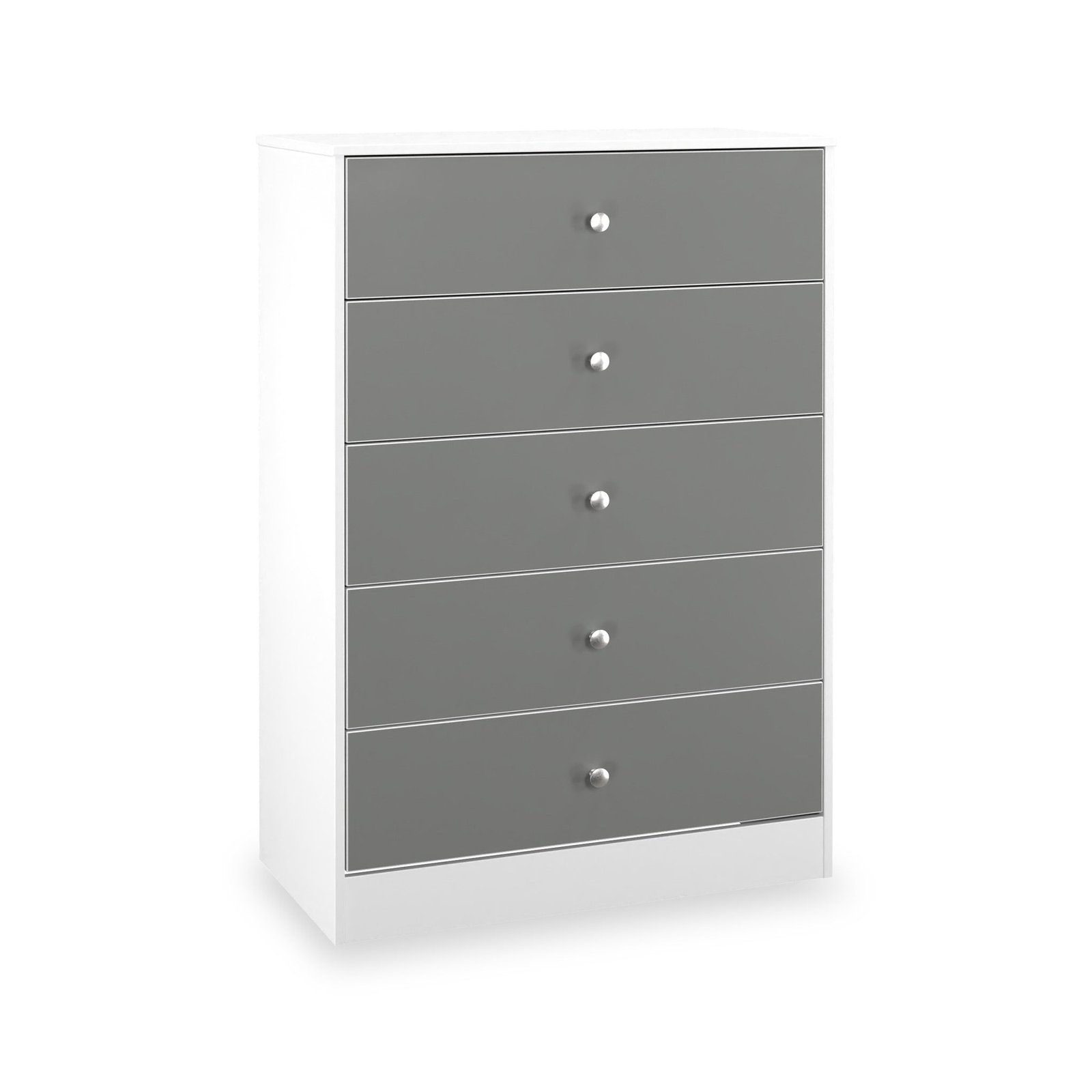 RFPAD012UGW-Bennet-5-Drawer-Chest-Grey-White-Angle1 Bennet 5 Drawer Chest - Image 1