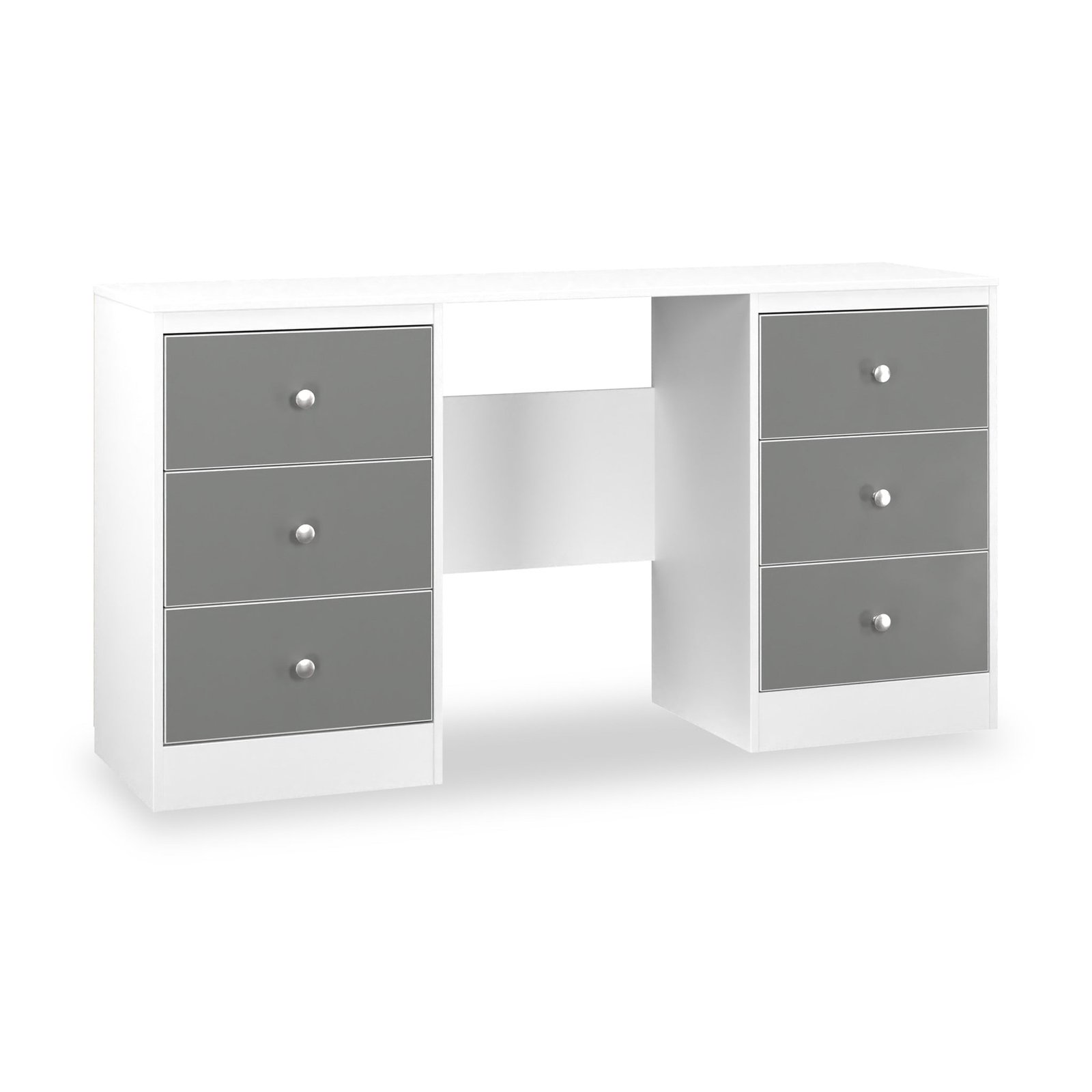 RFPAD030UGW-Bennet-6-Drawer-Kneehole-Grey-White-Angle1 Bennet 6 Drawer Kneehole Desk - Image 1