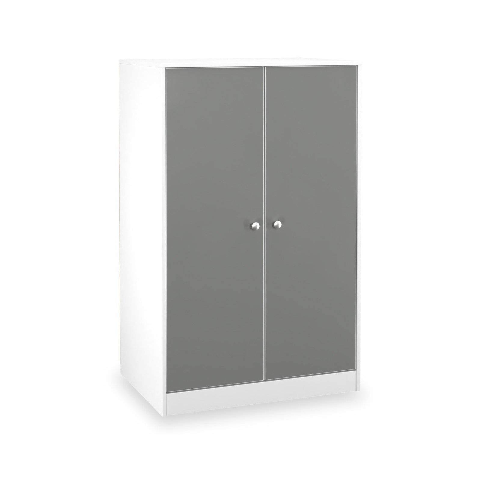RFPAD058UGW-Bennet-2-Door-Midi-Wardrobe-Grey-White-Angle1 Bennet 2 Door Midi Wardrobe - Image 1