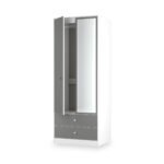 Bennet Tall 2 Drawer Mirrored Wardrobe - Image 4