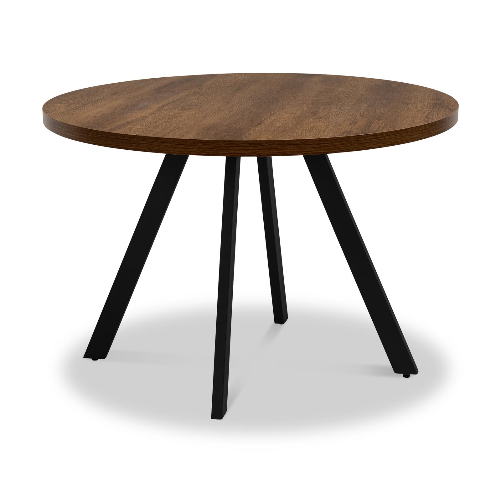 RFPAN05-Brooks-107cm-Round-Dining-Table-Dark-Angle1 Brooks 110cm Dark Oak Round Dining Table - Image 1