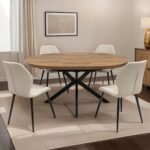 Barker 120cm-160cm Dark Oak Effect Extending Dining Table - Image 2