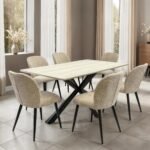 Barlo 160cm Travertine Effect Dining Table - Image 3