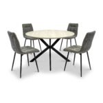 Barlo 120cm Travertine Effect Round Dining Table - Image 4