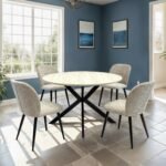 Barlo 120cm Travertine Effect Round Dining Table - Image 2