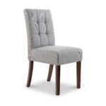 Pryder Faux Linen Dining Chair with Walnut Legs - Image 2