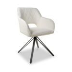 Drystan Swivel White Boucle Dining Chair