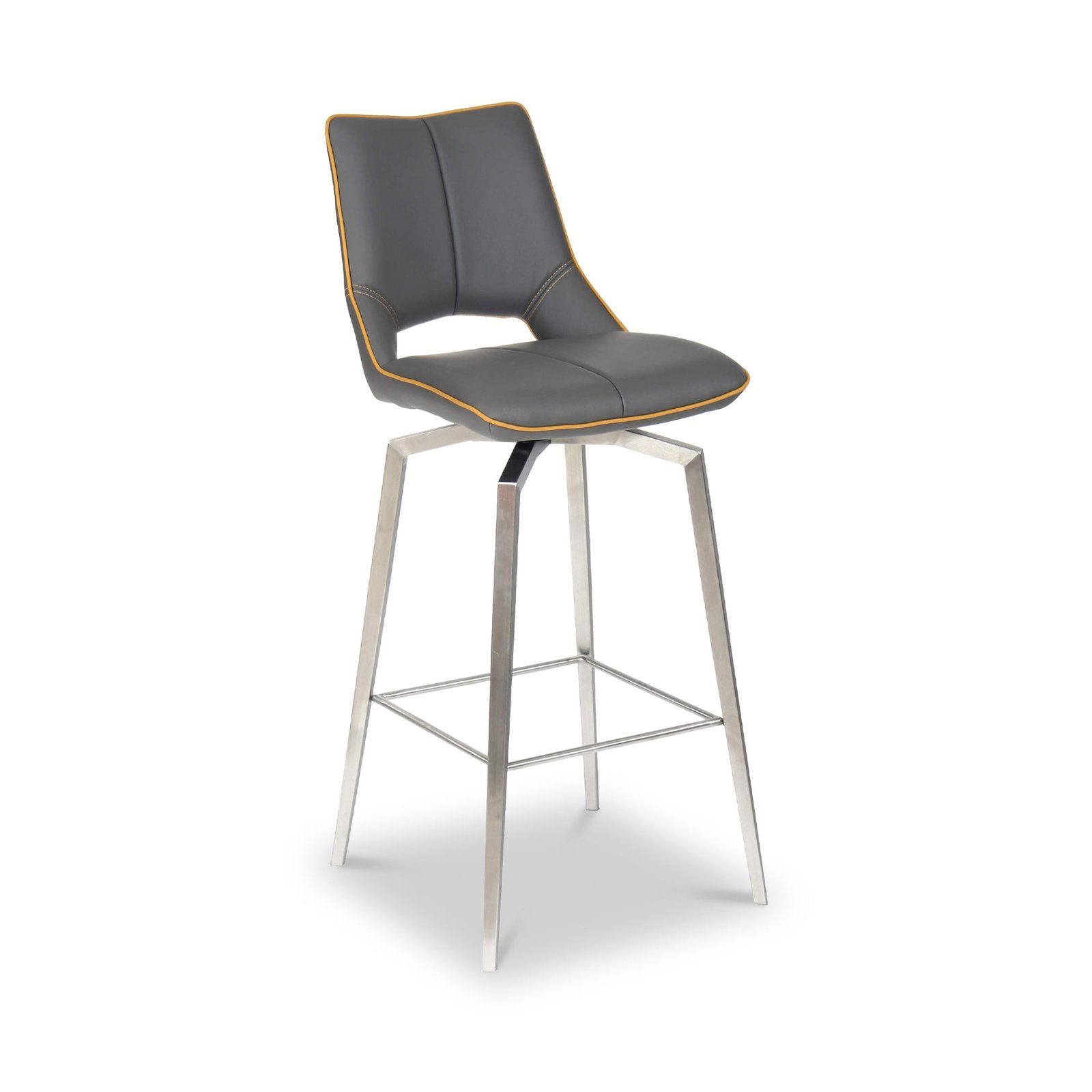 Ceri Self Returning Swivel Faux Leather Bar Stool - Image 1