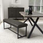 Maelis Grey Faux Leather Dining Bench - Image 2