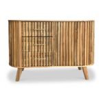 Leo Slatted Mango Wood 3 Drawer 1 Door Sideboard