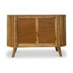 Leo Slatted Mango Wood 3 Drawer 1 Door Sideboard - Image 6