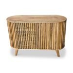 Leo Slatted Mango Wood 3 Drawer 1 Door Sideboard - Image 4