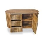 Leo Slatted Mango Wood 3 Drawer 1 Door Sideboard - Image 5