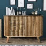 Leo Slatted Mango Wood 3 Drawer 1 Door Sideboard - Image 7