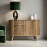 Leo Slatted Mango Wood 3 Drawer 1 Door Sideboard - Image 2