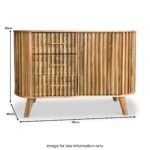Leo Slatted Mango Wood 3 Drawer 1 Door Sideboard - Image 8