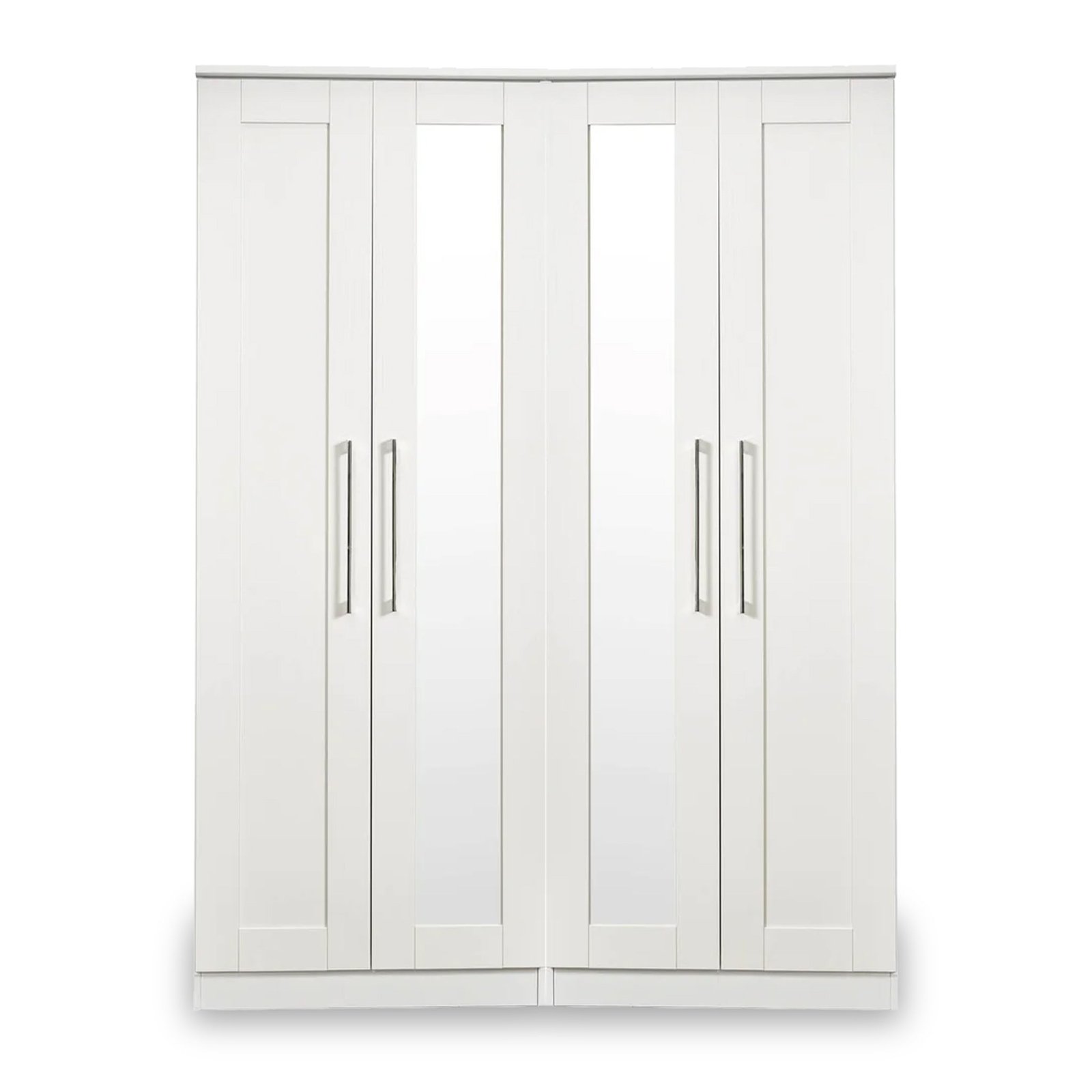 RFYOR190WAWA-Bellamy-White-Tall-4-Door-2-Central-Mirrored-Wardrobe-Angle_b609eb45-49b1-4dcc-b9e7-ef24b204cf67 Bellamy Tall 4 Door 2 Central Mirrored Wardrobe - Image 1