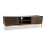 Beau Grooved Brown Mango Wood Extra Large TV Unit