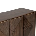Beau Grooved Brown Mango Wood 4 Door Sideboard - Image 4